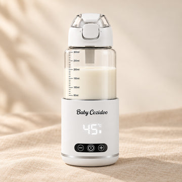 Chauffe-biberon sans fil Babycozidoo PRO3 blanc, écran de température allumé à 45 °C