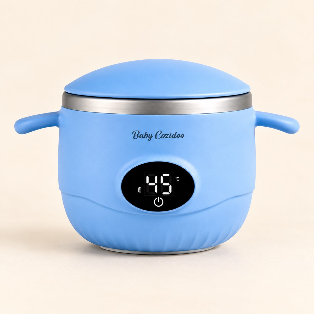 Chauffe-repas sans fil Babycozidoo PRO bleu, écran à 45 °C