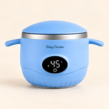 Chauffe-repas sans fil Babycozidoo PRO bleu, écran à 45 °C
