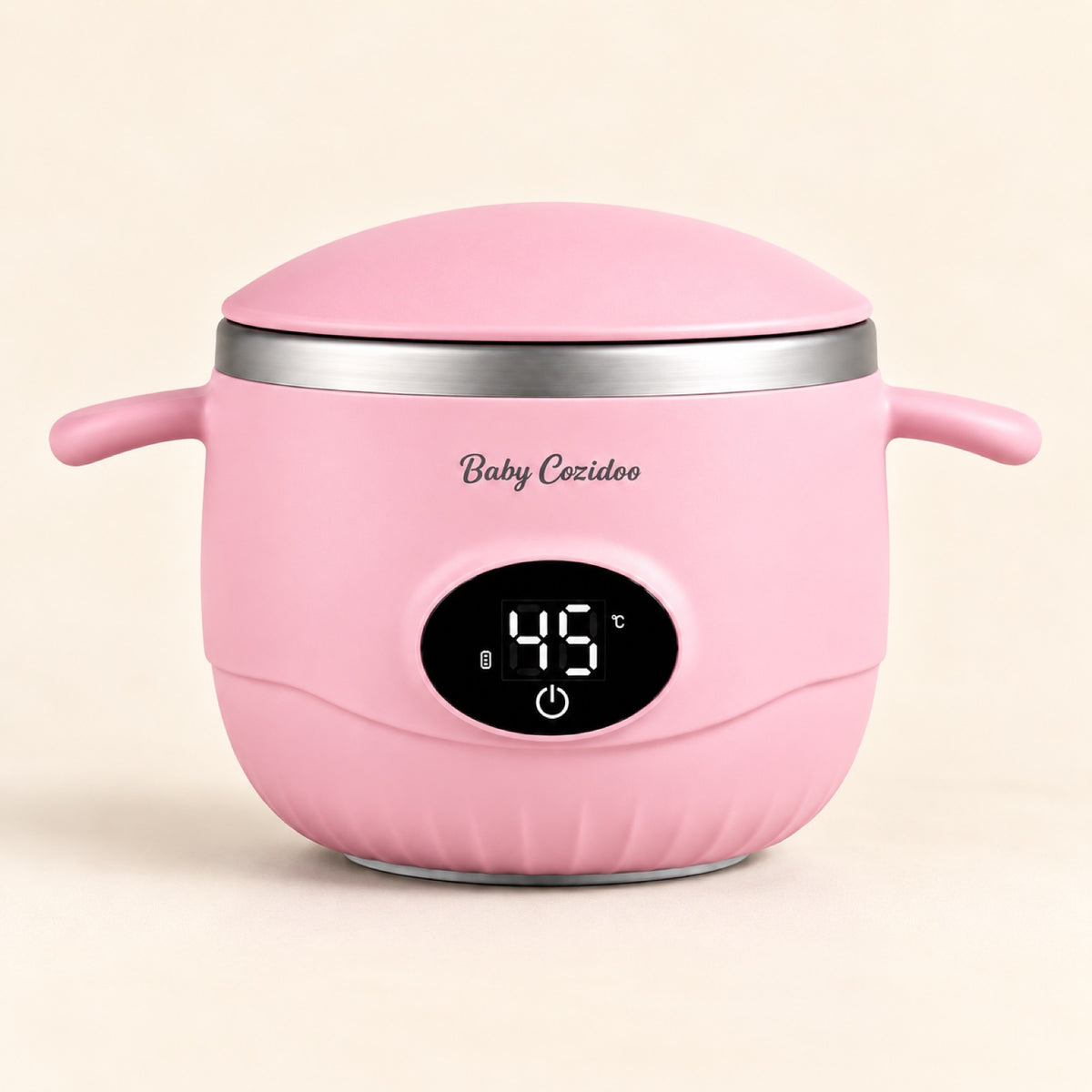 Chauffe-repas sans fil Babycozidoo PRO rose, écran à 45 °C