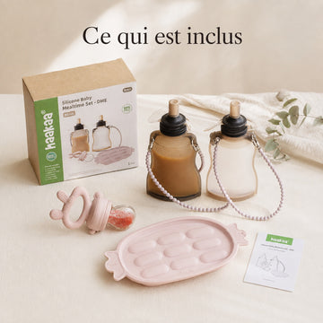 Set repas silicone Haakaa DME : contenu complet avec gourdes, grignoteuse et plateau
