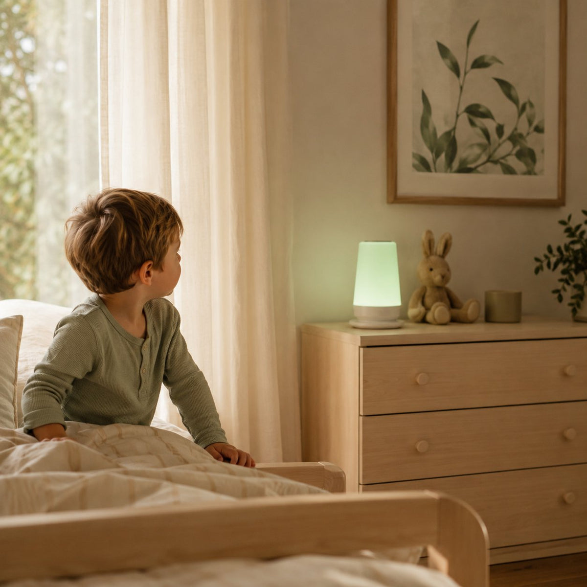 La veilleuse passe au vert pour signaler à l'enfant qu'il peut se lever, au réveil du matin