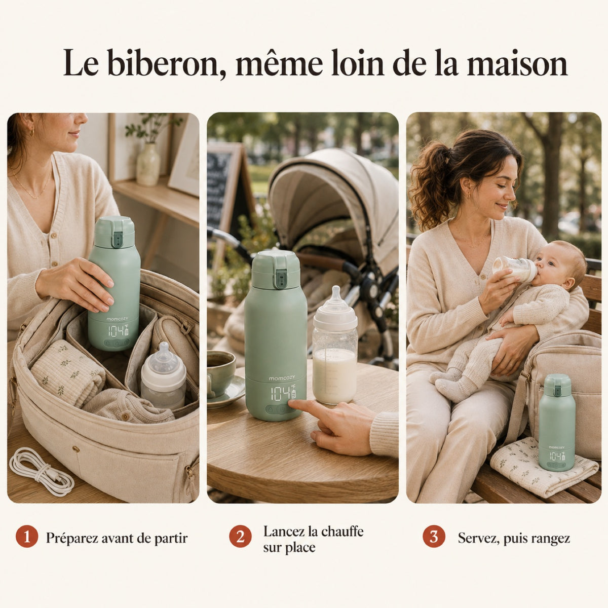 Le biberon même loin de la maison : préparez, lancez la chauffe, servez
